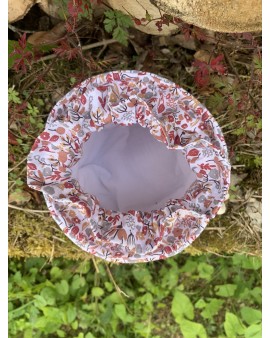 Pochon rond "Adèle" Petites fleurs rouges