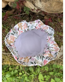 Pochon rond "Adèle" Petites feuilles roses