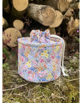 Pochon rond "Adèle" Petites fleurs multicolores