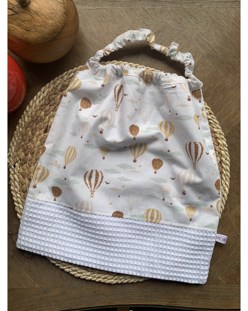 Serviette bavoir élastique "Montgolfière"