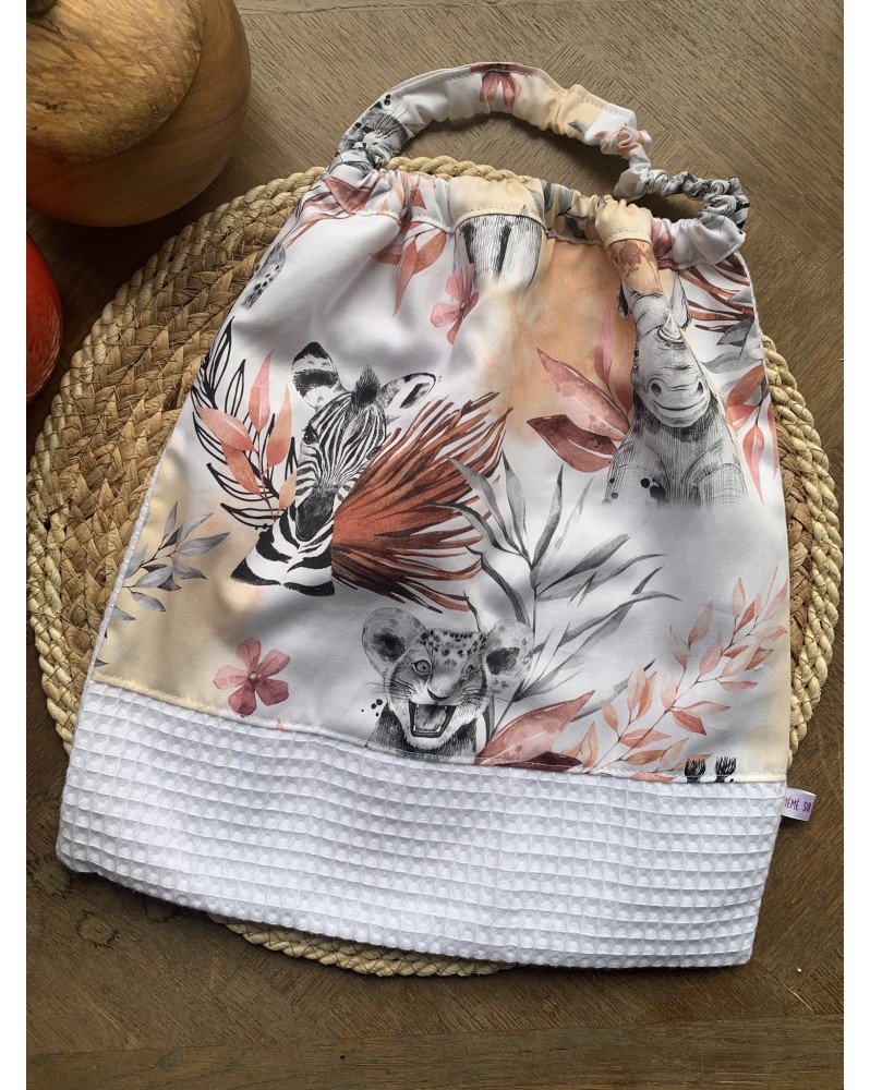 Serviette bavoir élastique "Savane terracotta"