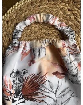 Serviette bavoir élastique "Savane terracotta"