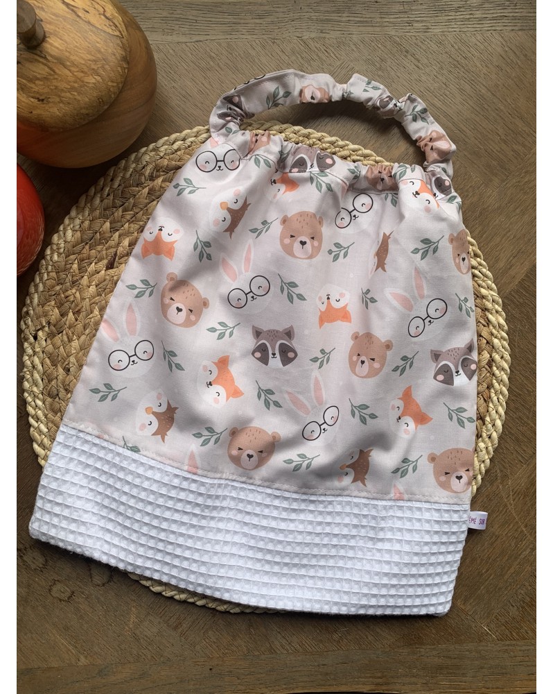 Serviette bavoir élastique "Animaux heureux"