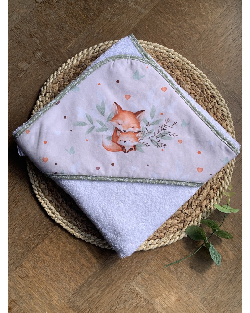 Cape de bain bébé Maman et petit renard