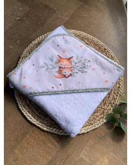 Cape de bain bébé Maman et petit renard