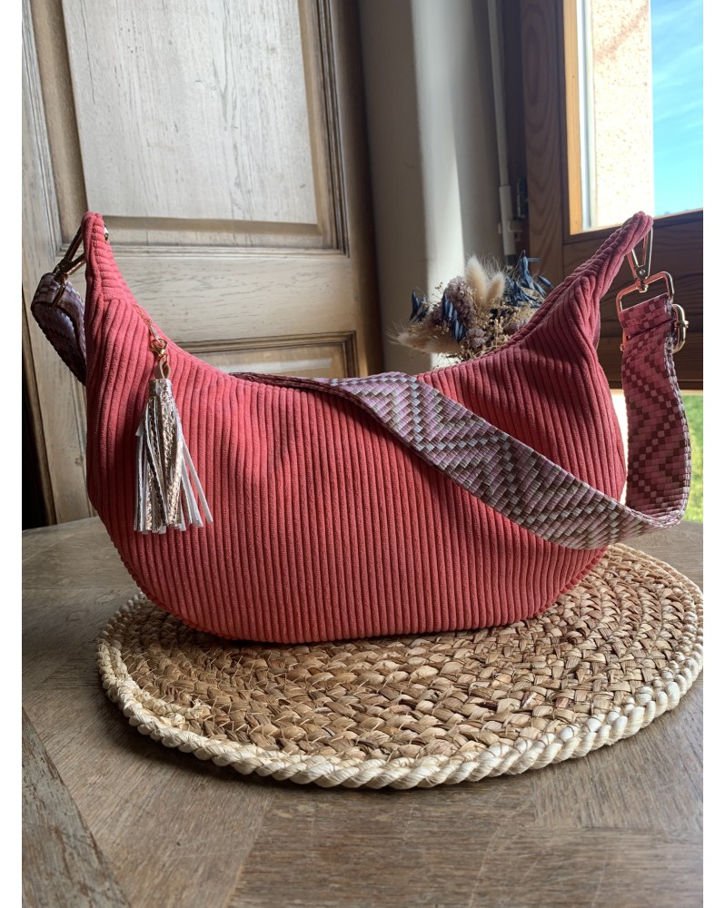 Sac Demi Lune "June" Rose bonbon