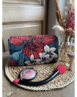 Trousse à maquillage Jade "Feuilles Rouges"