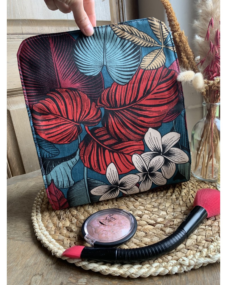 Trousse à maquillage Jade "Feuilles Rouges"