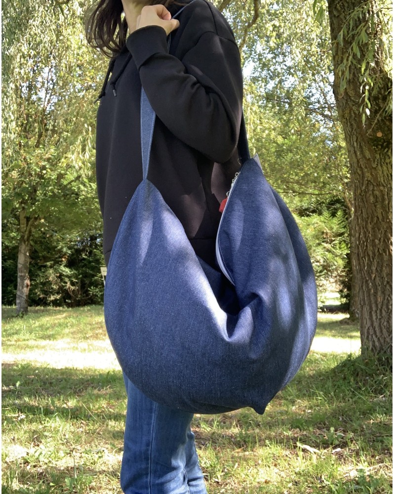 Sac fourre-tout demi lune "Lila" Jeans foncé