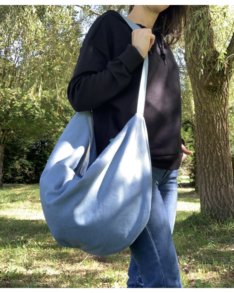 Sac fourre-tout demi lune "Lila" Jeans claire