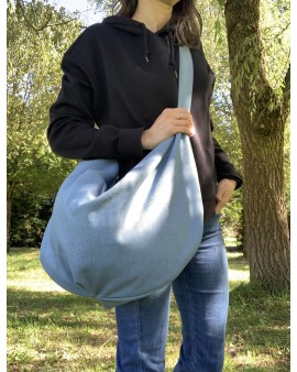 Sac fourre-tout demi lune "Lila" Jeans claire