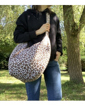 Sac fourre-tout demi lune "Lila" Léopard