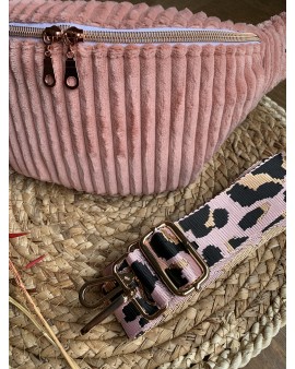 Sac Banane Zoé "Velours Minky Rose"