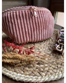 Sac Banane Zoé "Velours Minky Rose"
