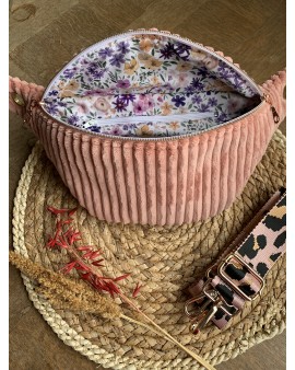 Sac Banane Zoé "Velours Minky Rose"