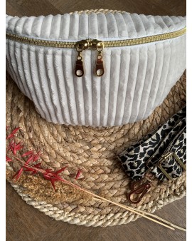 Sac Banane Zoé "Velours Minky Ecru"