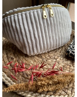 Sac Banane Zoé "Velours Minky Ecru"