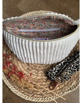 Sac Banane Zoé "Velours Minky Ecru"