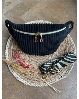 Sac Banane Zoé "Velours Minky Noir"