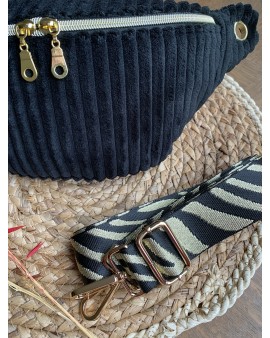 Sac Banane Zoé "Velours Minky Noir"