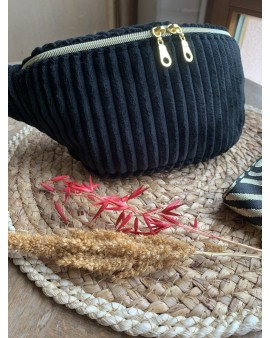 Sac Banane Zoé "Velours Minky Noir"