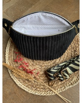 Sac Banane Zoé "Velours Minky Noir"