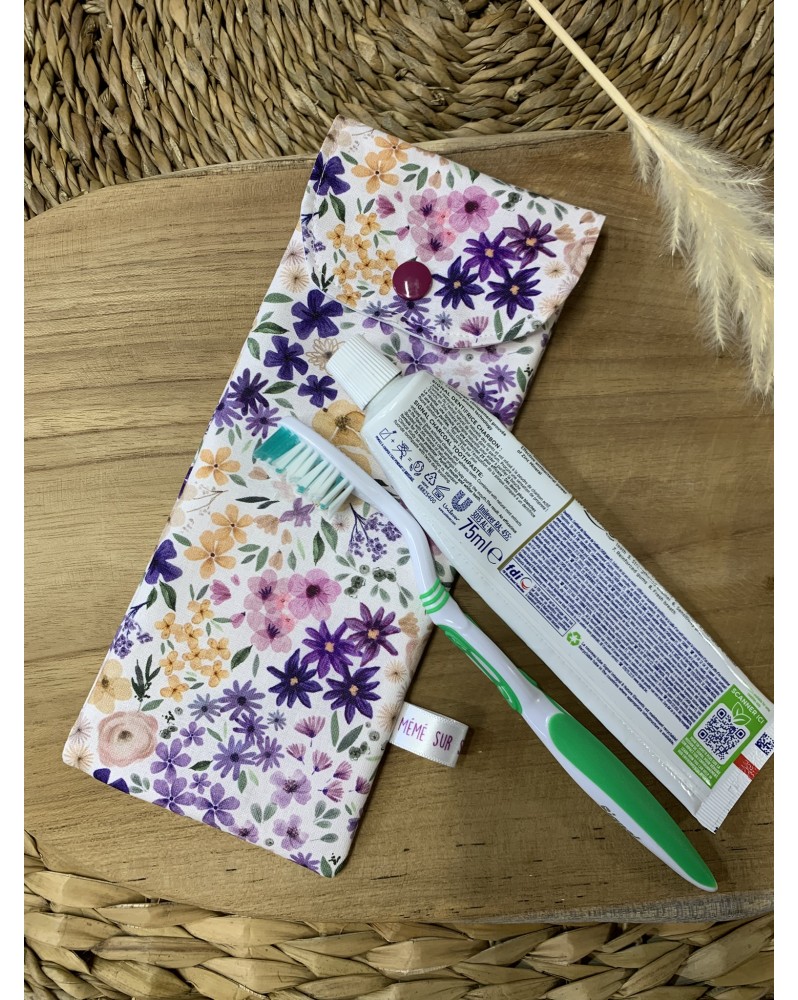 Pochette à brosse à dents "Fleurs Violettes"