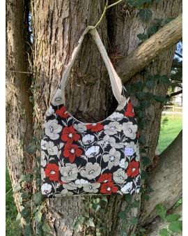 Sac à main Léa "Fleurs Rouges"