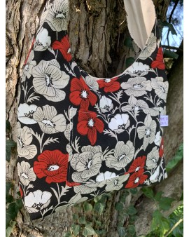 Sac à main Léa "Fleurs Rouges"