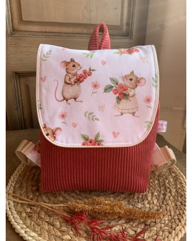 Sac à dos Basile "Souris Framboise"