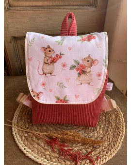Sac à dos Basile "Souris Framboise"