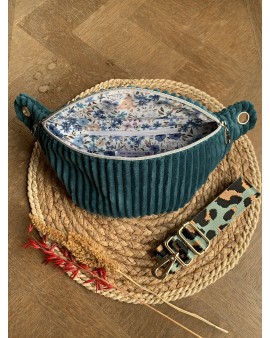 Sac Banane Zoé "Velours Minky Bleu"