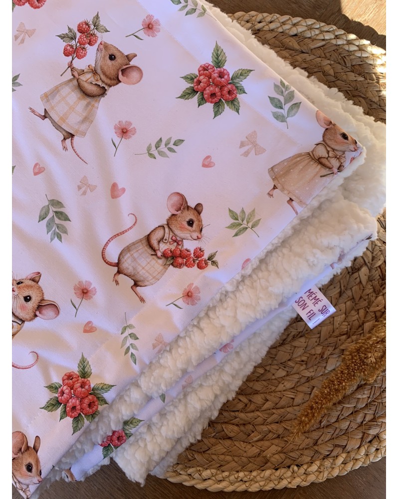Douillette - Petit Plaid "Souris Framboise"