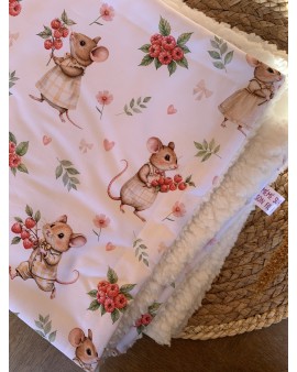 Douillette - Petit Plaid "Souris Framboise"