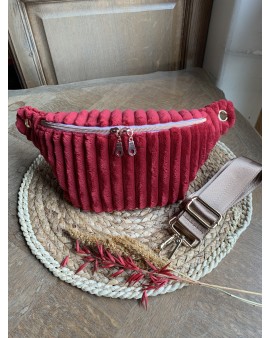 Sac Banane Zoé "Velours Minky Rouge"