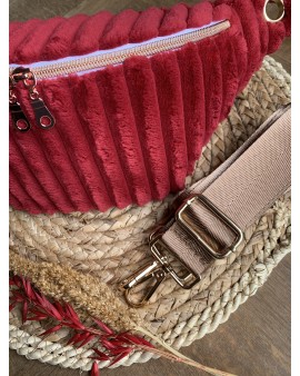 Sac Banane Zoé "Velours Minky Rouge"