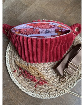 Sac Banane Zoé "Velours Minky Rouge"