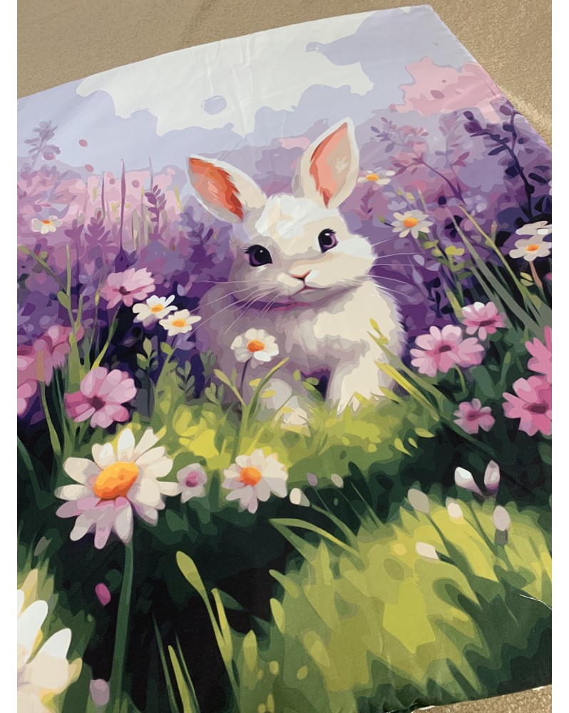 Couverture de lit bébé "Lapin Fleurs"