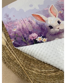 Couverture de lit bébé "Lapin Fleurs"